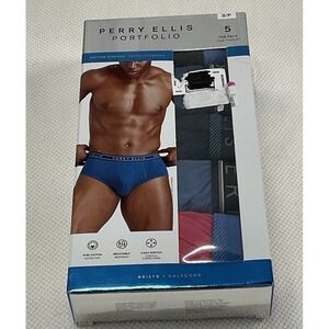 New Small Perry Ellis Portfolio Mens 5-Pack Cotton Stretch Briefs Assorted Color